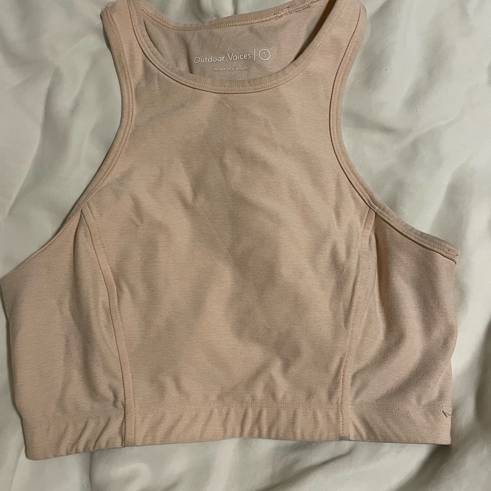 Outdoor voices Athena crop top bra in light pink